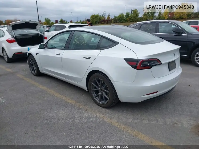 2023 TESLA MODEL 3 VIN LRW3E1FA4PC945348 — фото 3