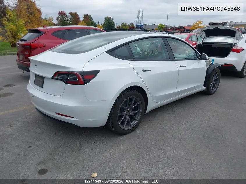 2023 TESLA MODEL 3 VIN LRW3E1FA4PC945348 — фото 4