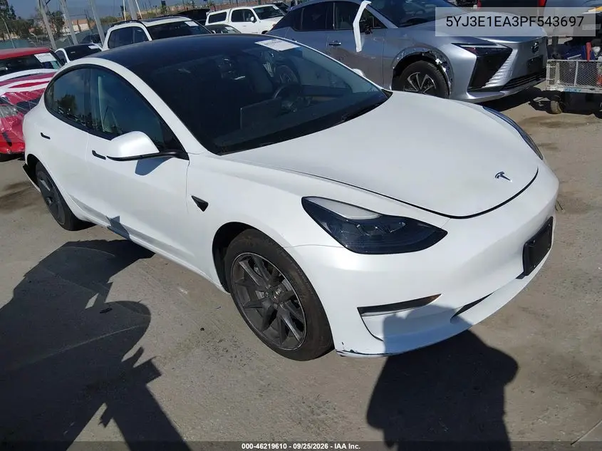 TESLA MODEL 3 2023, VIN 5YJ3E1EA3PF543697