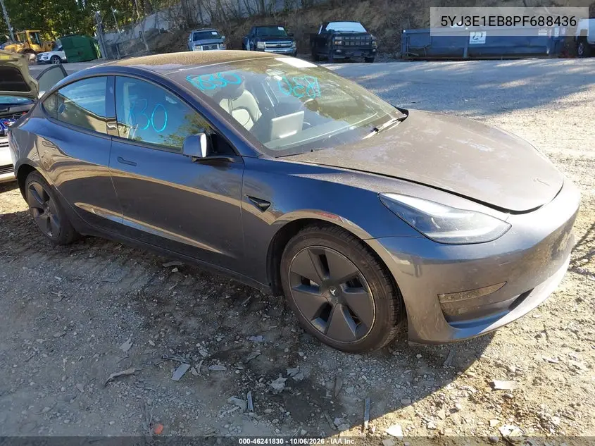TESLA MODEL 3 2023, VIN 5YJ3E1EB8PF688436