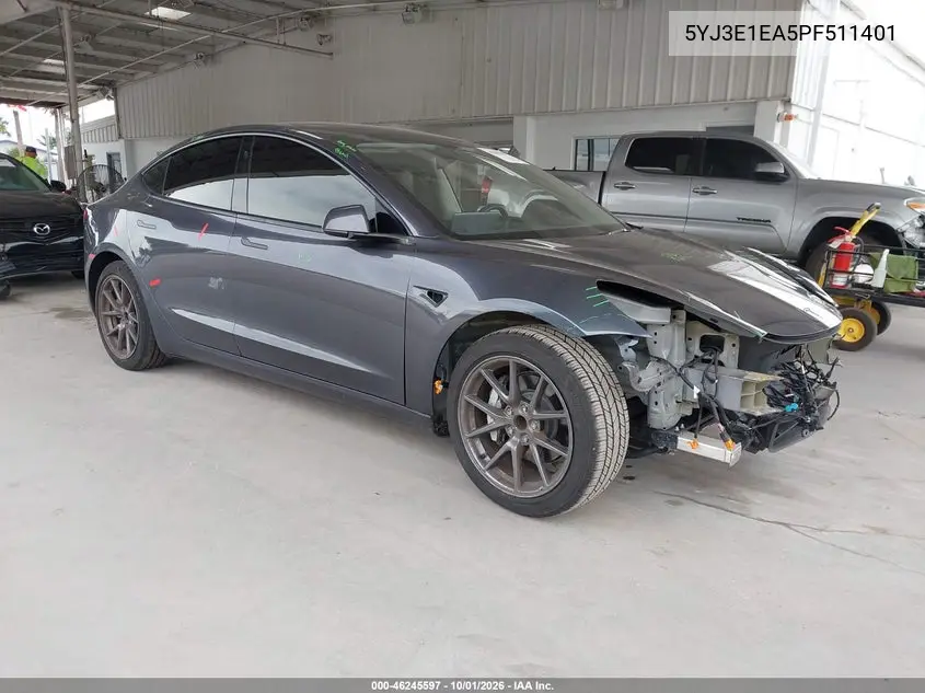 TESLA MODEL 3 2023, VIN 5YJ3E1EA5PF511401