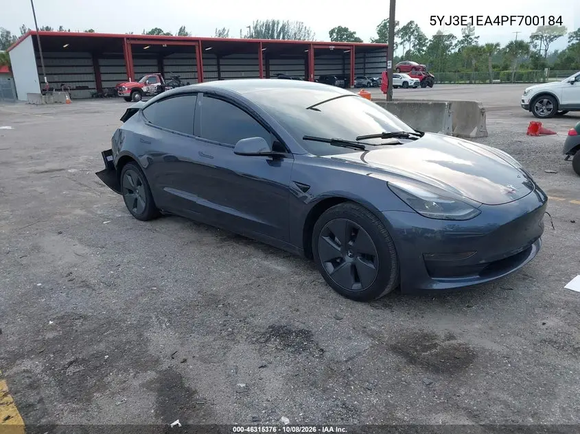 TESLA MODEL 3 2023, VIN 5YJ3E1EA4PF700184