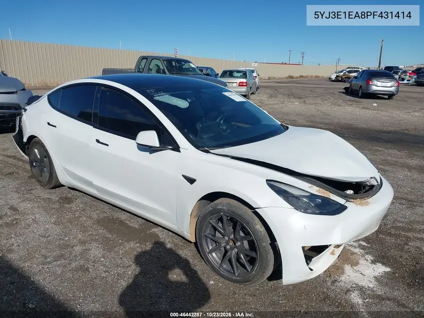 TESLA MODEL 3 2023, VIN 5YJ3E1EA8PF431414