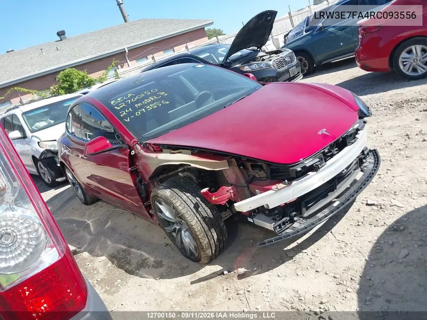 2024 TESLA MODEL 3 VIN LRW3E7FA4RC093556 — фото 14