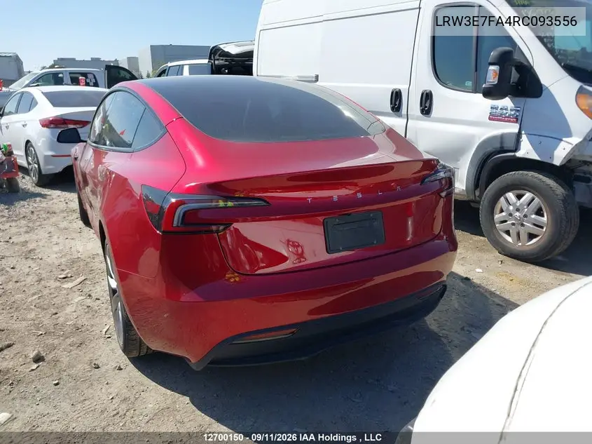 2024 TESLA MODEL 3 VIN LRW3E7FA4RC093556 — фото 17