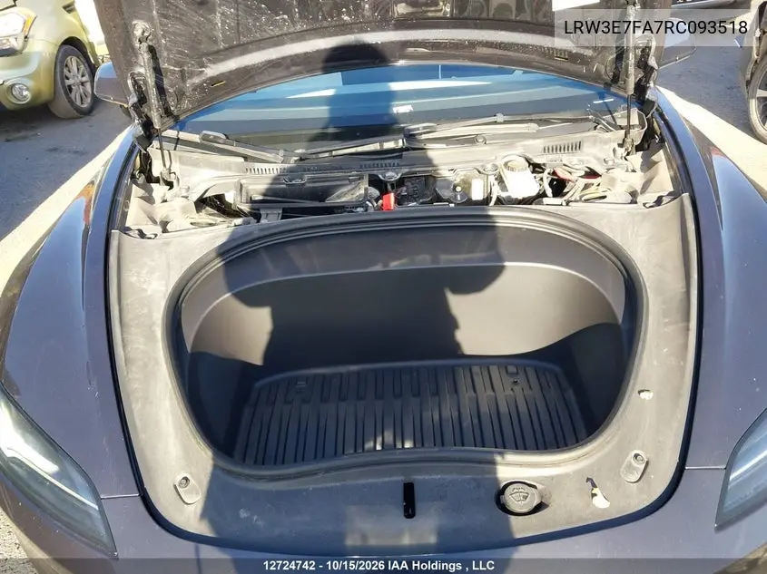 2024 TESLA MODEL 3 VIN LRW3E7FA7RC093518 — фото 10