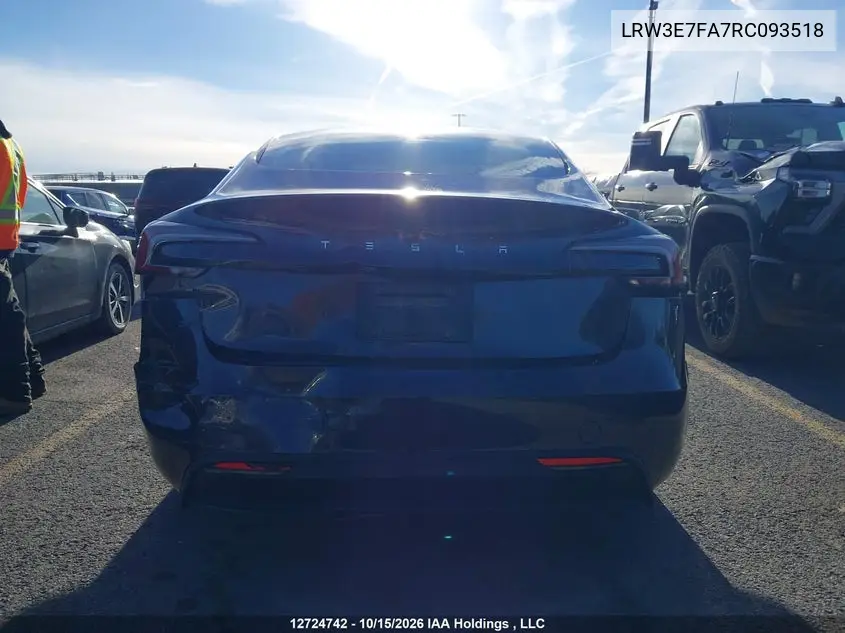 2024 TESLA MODEL 3 VIN LRW3E7FA7RC093518 — фото 16