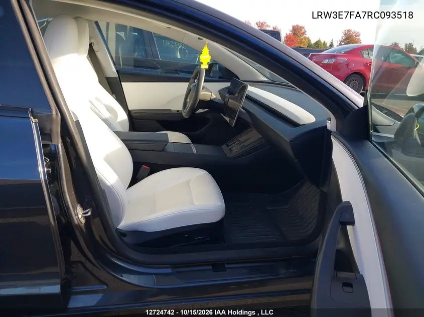 2024 TESLA MODEL 3 VIN LRW3E7FA7RC093518 — фото 5