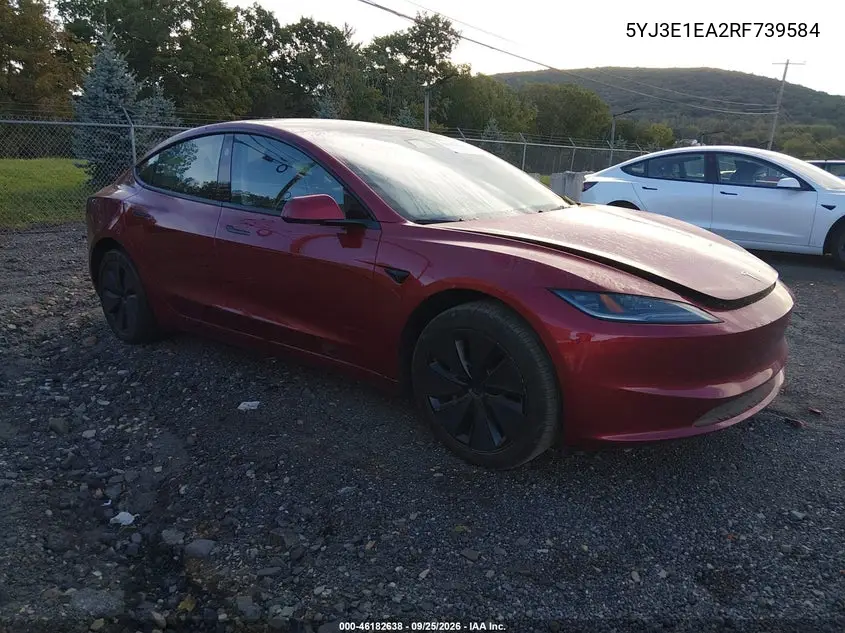 TESLA MODEL 3 2024, VIN 5YJ3E1EA2RF739584