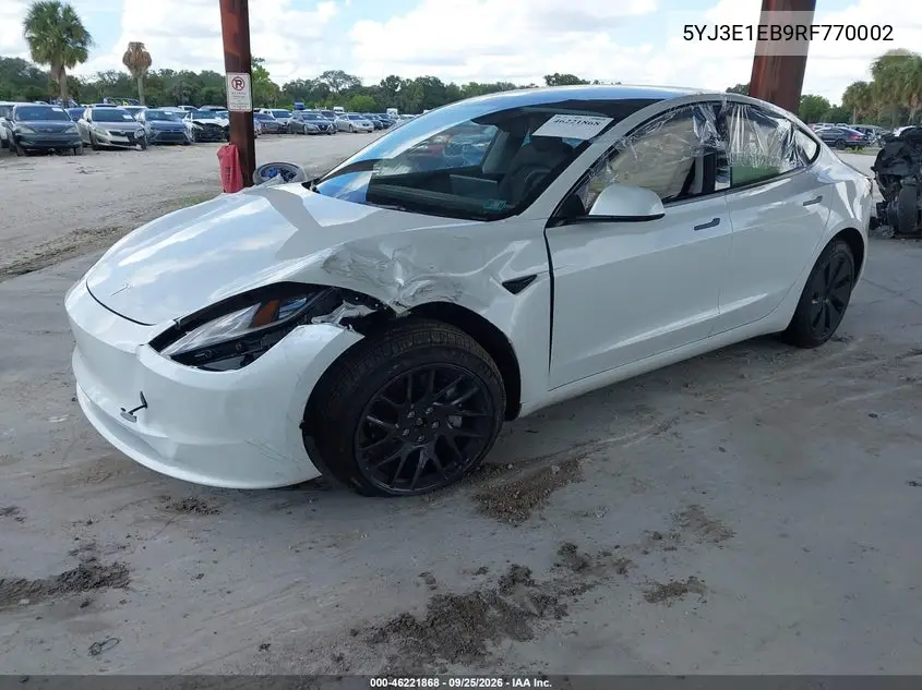 2024 TESLA MODEL 3 VIN 5YJ3E1EB9RF770002 — фото 2