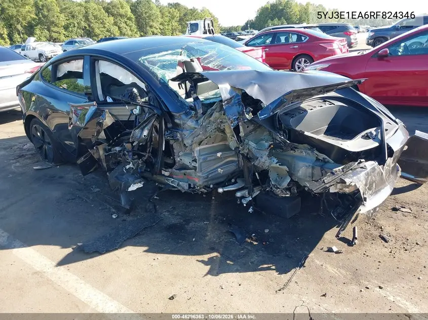 TESLA MODEL 3 2024, VIN 5YJ3E1EA6RF824346