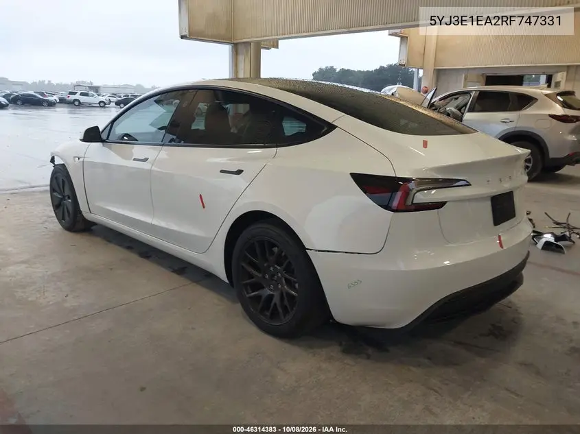 2024 TESLA MODEL 3 VIN 5YJ3E1EA2RF747331 — фото 3