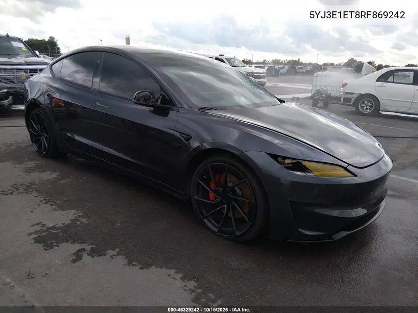 TESLA MODEL 3 2024, VIN 5YJ3E1ET8RF869242