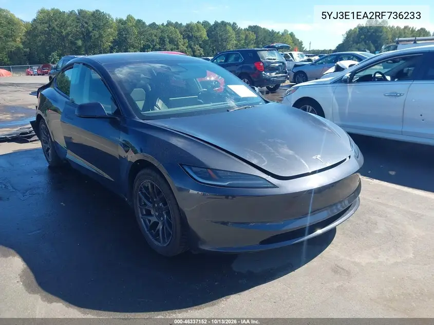 TESLA MODEL 3 2024, VIN 5YJ3E1EA2RF736233