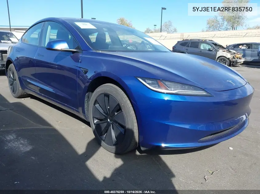 TESLA MODEL 3 2024, VIN 5YJ3E1EA2RF835750
