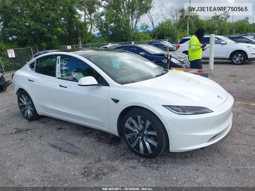 TESLA MODEL 3 2024, VIN 5YJ3E1EA9RF750565