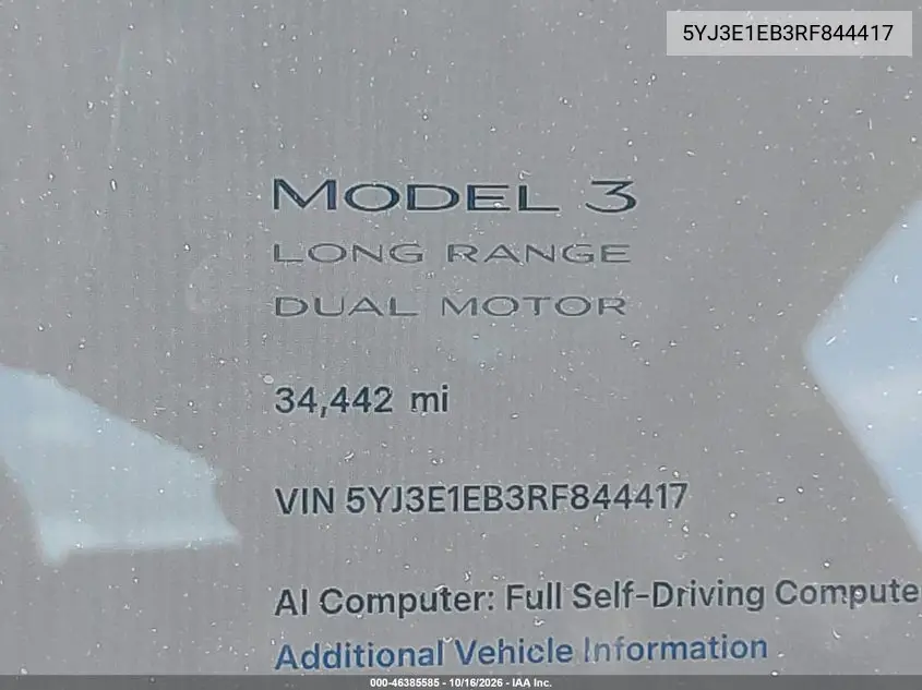 2024 TESLA MODEL 3 VIN 5YJ3E1EB3RF844417 — фото 14