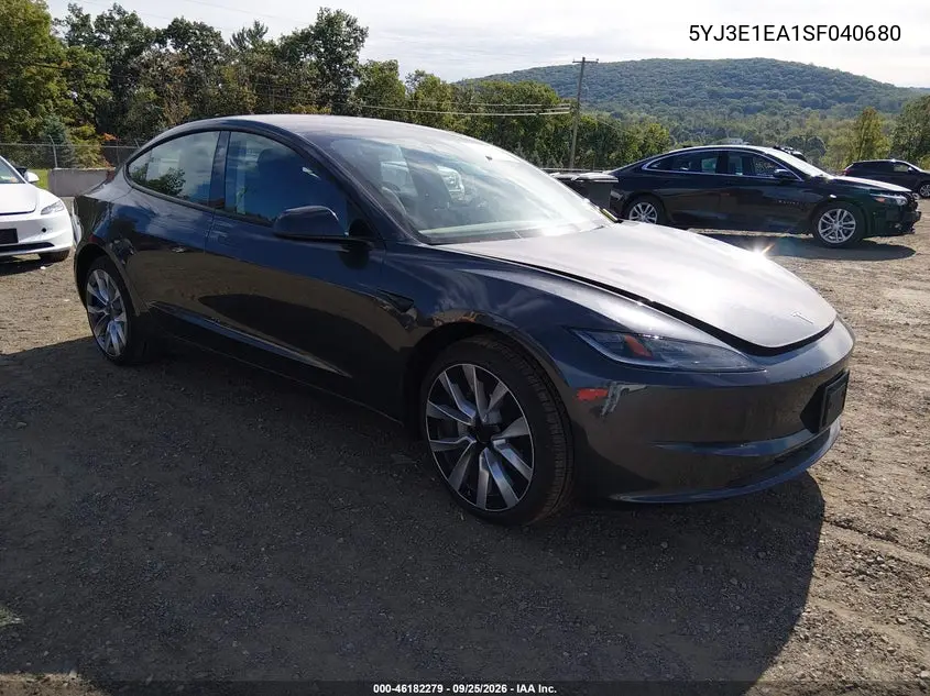 TESLA MODEL 3 2025, VIN 5YJ3E1EA1SF040680
