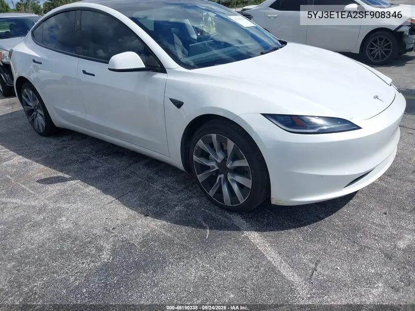 TESLA MODEL 3 2025, VIN 5YJ3E1EA2SF908346