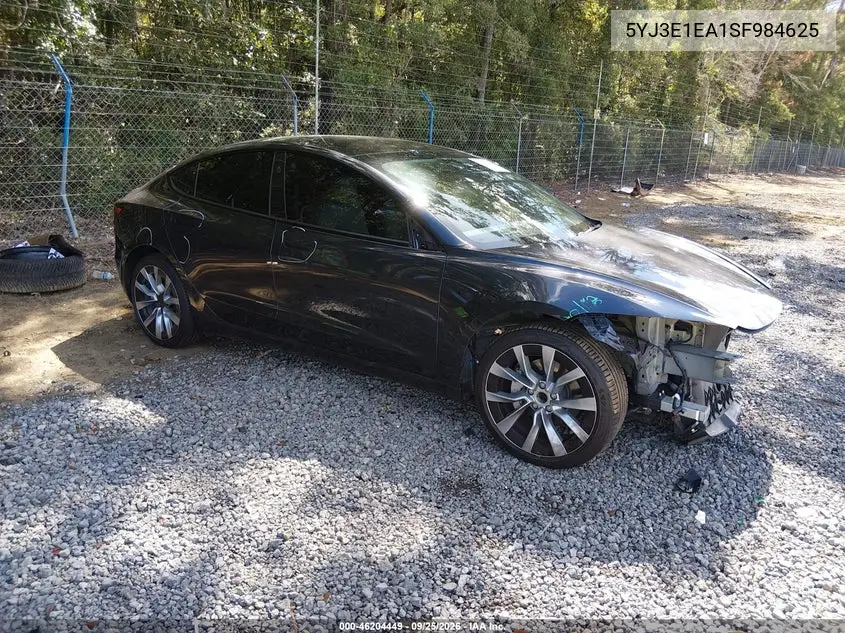 TESLA MODEL 3 2025, VIN 5YJ3E1EA1SF984625