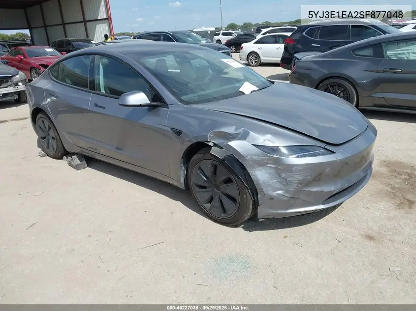 TESLA MODEL 3 2025, VIN 5YJ3E1EA2SF877048