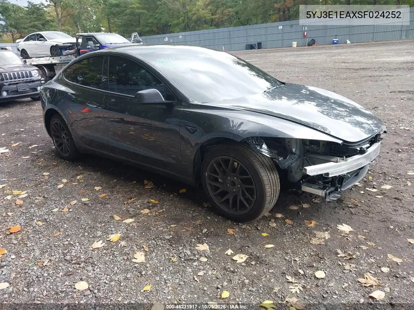 TESLA MODEL 3 2025, VIN 5YJ3E1EAXSF024252