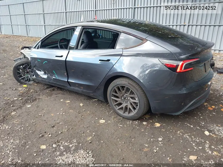 2025 TESLA MODEL 3 VIN 5YJ3E1EAXSF024252 — фото 3