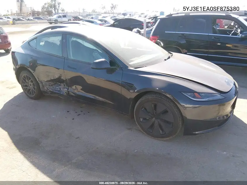 TESLA MODEL 3 2025, VIN 5YJ3E1EA0SF875380