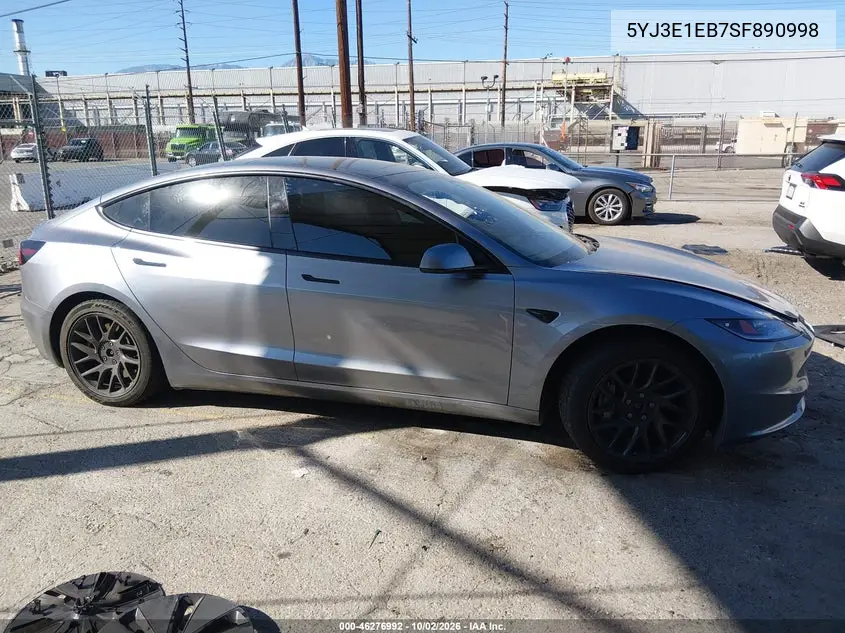 2025 TESLA MODEL 3 VIN 5YJ3E1EB7SF890998 — фото 12
