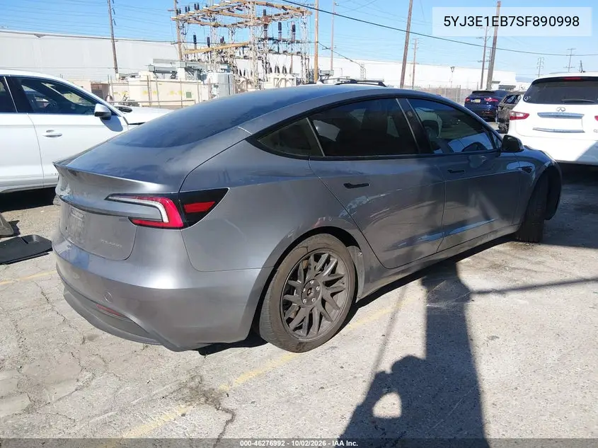 2025 TESLA MODEL 3 VIN 5YJ3E1EB7SF890998 — фото 4