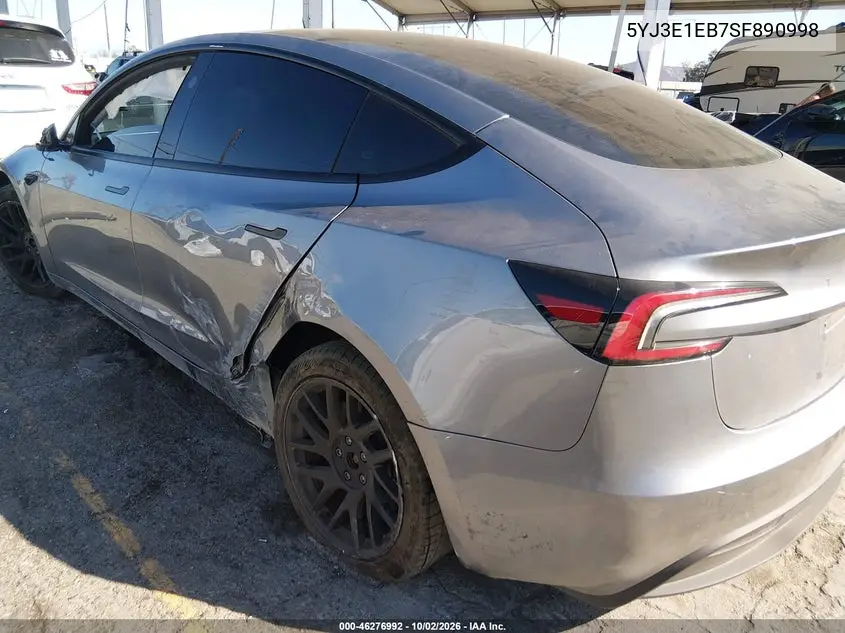 2025 TESLA MODEL 3 VIN 5YJ3E1EB7SF890998 — фото 6