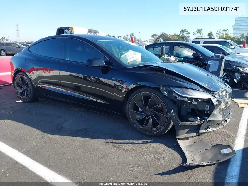 TESLA MODEL 3 2025, VIN 5YJ3E1EA5SF031741