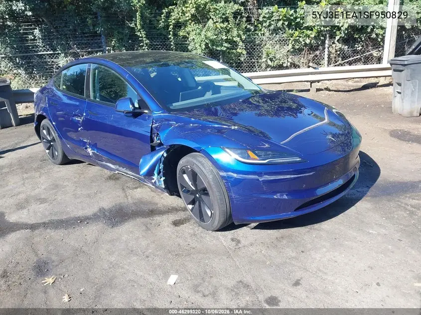 TESLA MODEL 3 2025, VIN 5YJ3E1EA1SF950829
