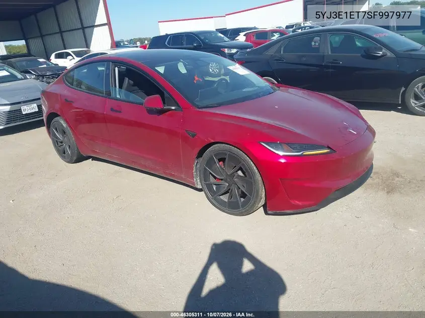 TESLA MODEL 3 2025, VIN 5YJ3E1ET7SF997977