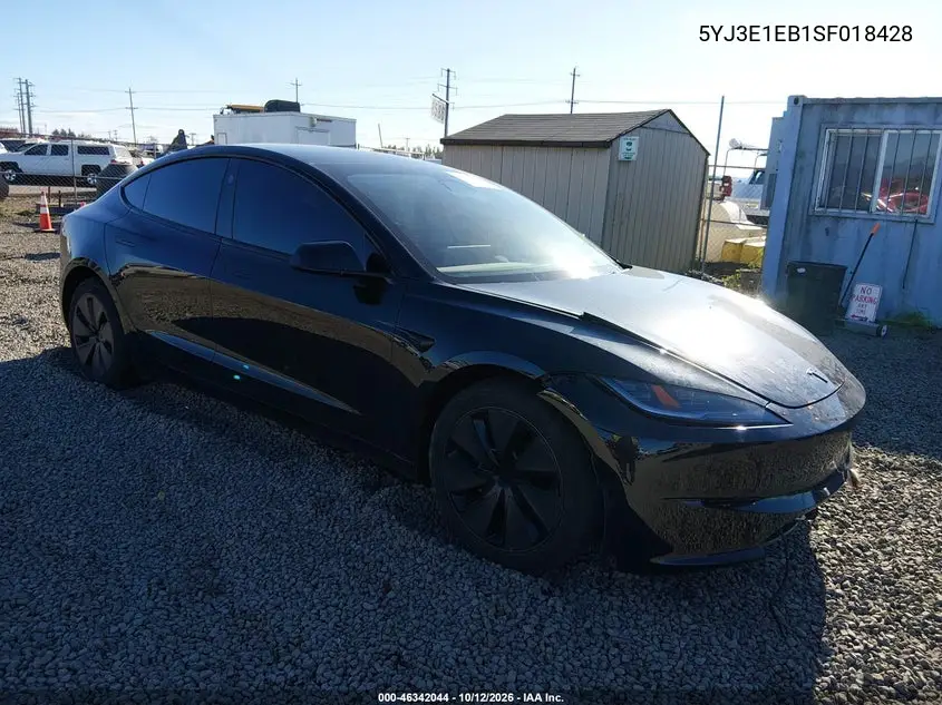 TESLA MODEL 3 2025, VIN 5YJ3E1EB1SF018428