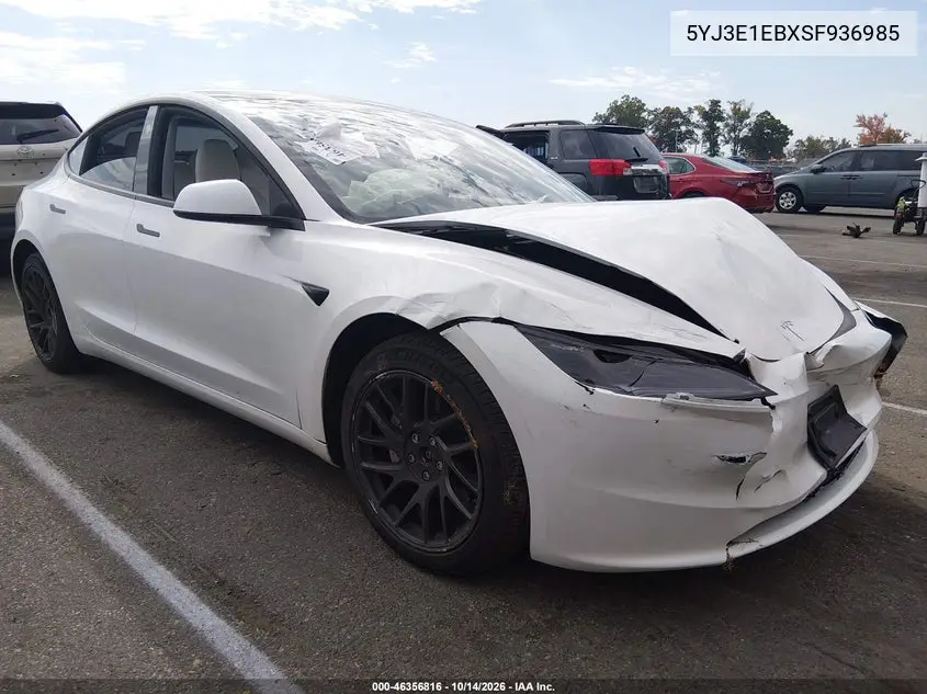 TESLA MODEL 3 2025, VIN 5YJ3E1EBXSF936985