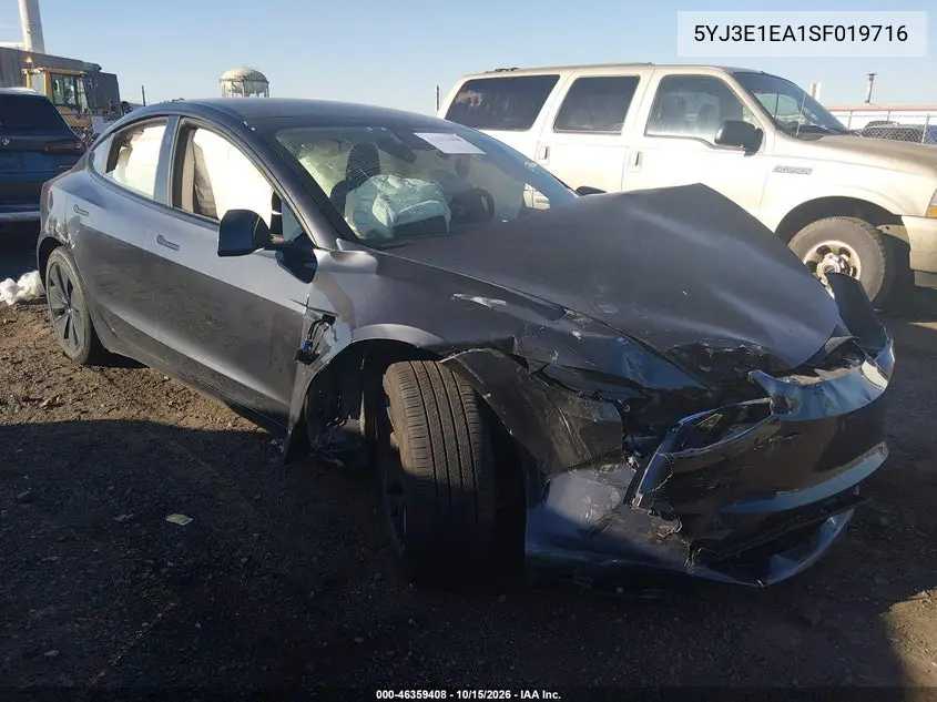 TESLA MODEL 3 2025, VIN 5YJ3E1EA1SF019716