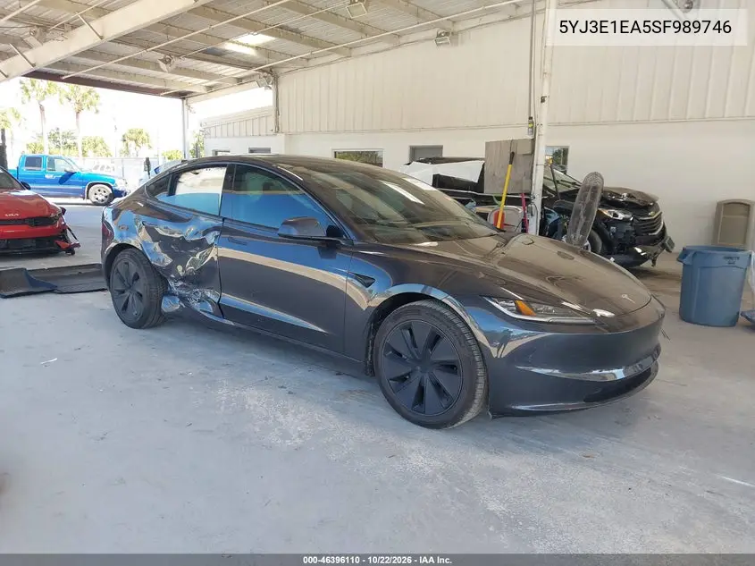 TESLA MODEL 3 2025, VIN 5YJ3E1EA5SF989746
