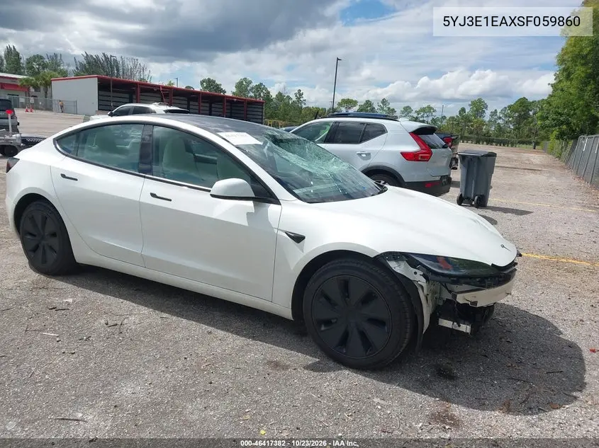 TESLA MODEL 3 2025, VIN 5YJ3E1EAXSF059860