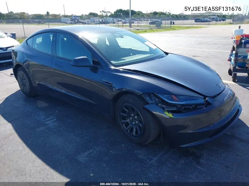 TESLA MODEL 3 2025, VIN 5YJ3E1EA5SF131676