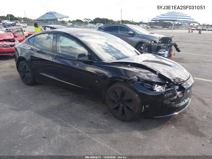 TESLA MODEL 3 2025, VIN 5YJ3E1EA2SF031051