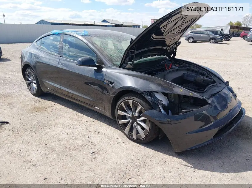 TESLA MODEL 3 2026, VIN 5YJ3E1EA3TF181171