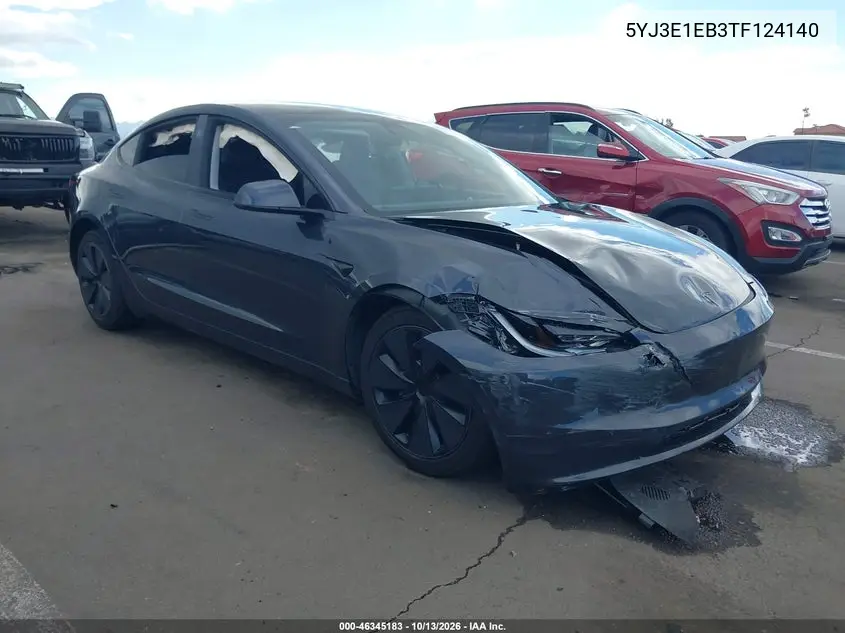 TESLA MODEL 3 2026, VIN 5YJ3E1EB3TF124140
