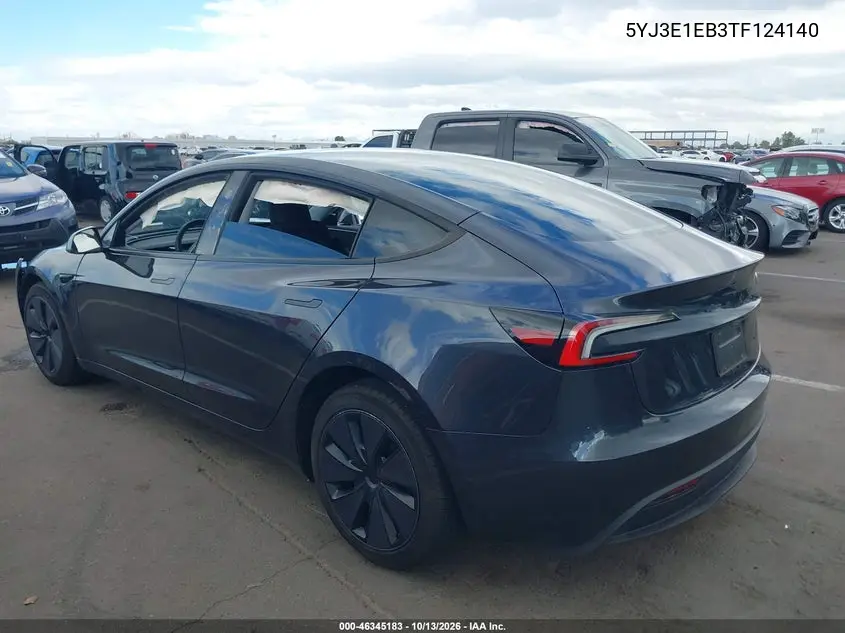 2026 TESLA MODEL 3 VIN 5YJ3E1EB3TF124140 — фото 3