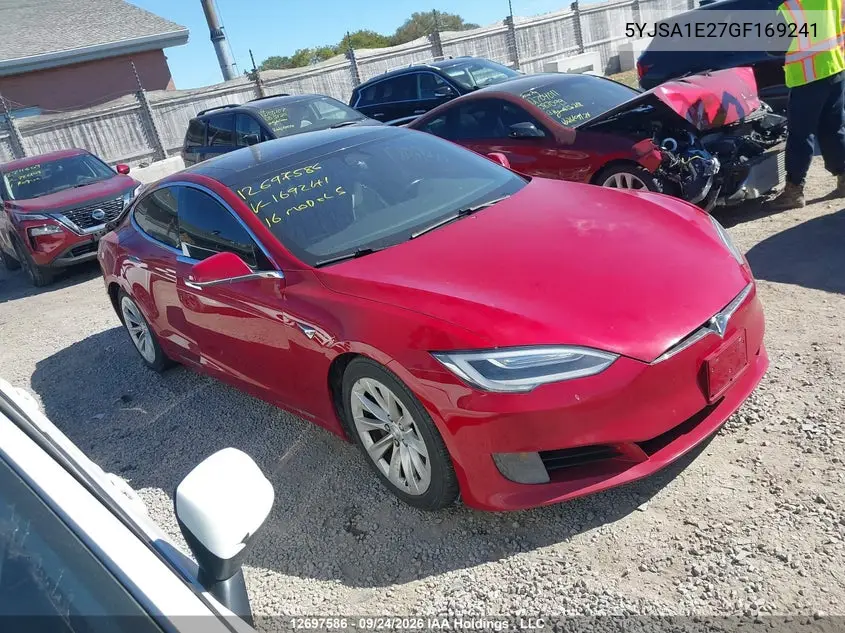 TESLA MODEL S 2016, VIN 5YJSA1E27GF169241