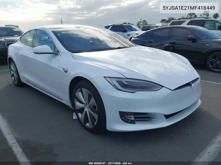TESLA MODEL S 2021, VIN 5YJSA1E21MF418449
