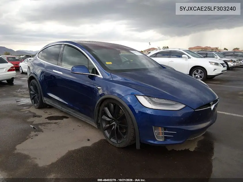 TESLA MODEL X 2020, VIN 5YJXCAE25LF303240