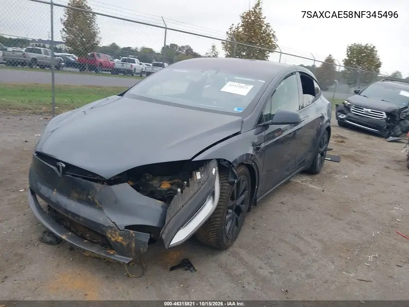 2022 TESLA MODEL X VIN 7SAXCAE58NF345496 — фото 2
