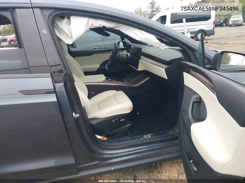 2022 TESLA MODEL X VIN 7SAXCAE58NF345496 — фото 5