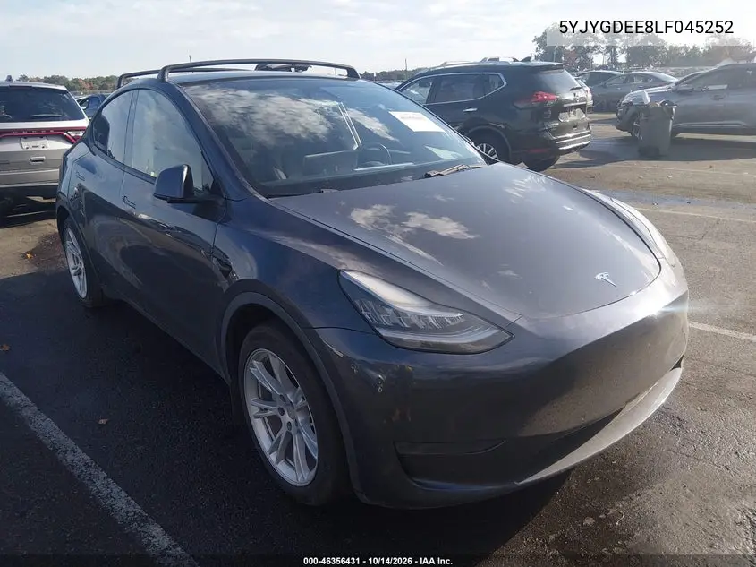 TESLA MODEL Y 2020, VIN 5YJYGDEE8LF045252